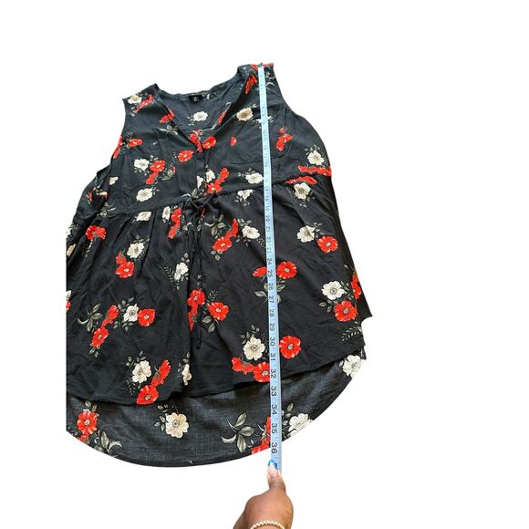 Torrid Plus Black Red Floral Casual Print V-Neck Sleeve Button Front Blouse 4X - Picture 11 of 11